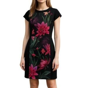Ted Baker Floral Bodycon Botanical Print Cap Sleeve Size 2